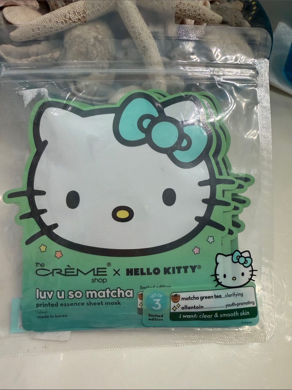 The Crème Shop x Hello Kitty Luv U So Matcha Sheet Masks - set of 3